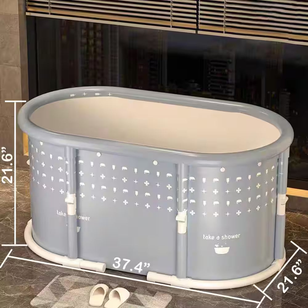 Portable Foldable Bath Tub for Adults No Installation Needed Large Separate Hot SPA Soaking Ice Bathtub Gray