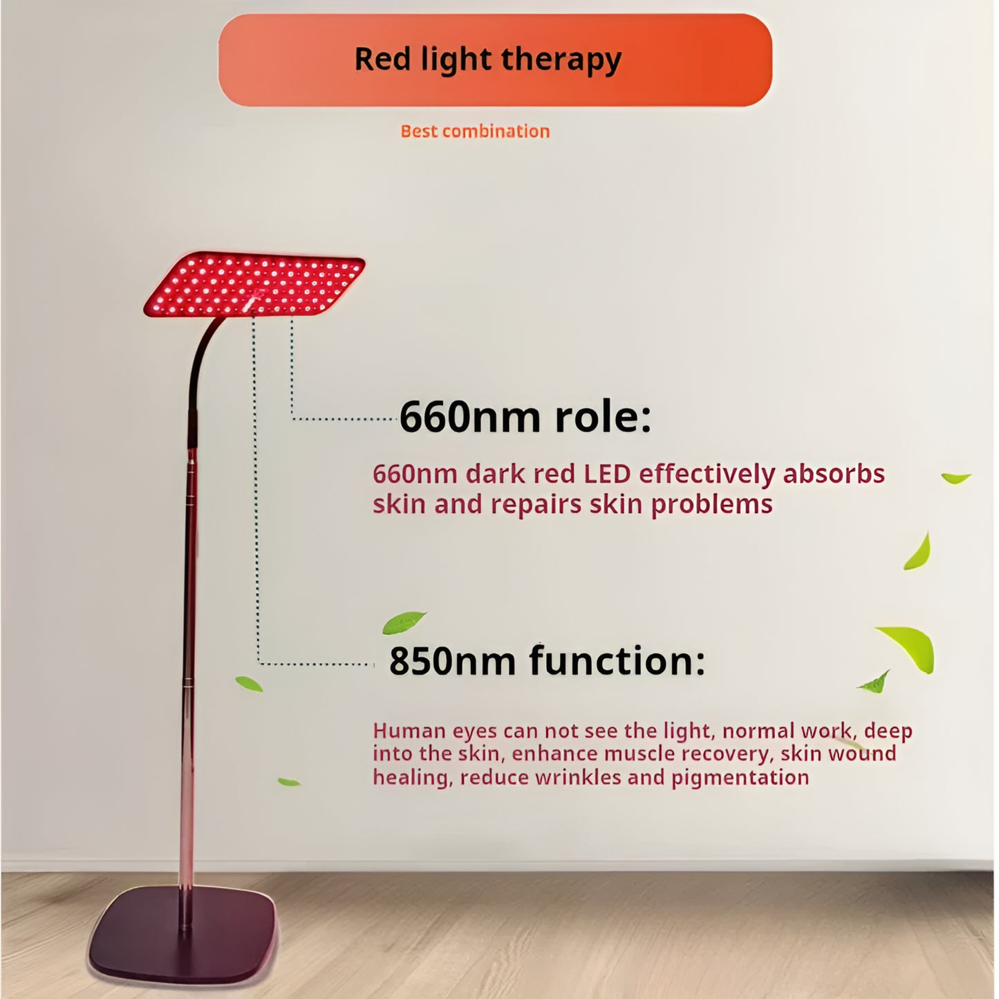 660Nm 850Nm LED Red Light Therapy Panel with Stand near Infrared Therapy Lamp Devices for Body Muscle Relax and Skin Care
