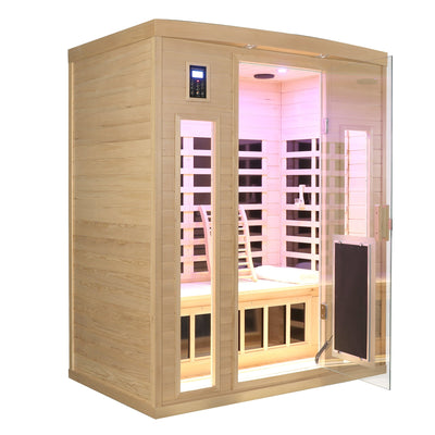 3-Person FAR-Infrared Indoor Sauna | Hemlock | 2130W | Low EMF