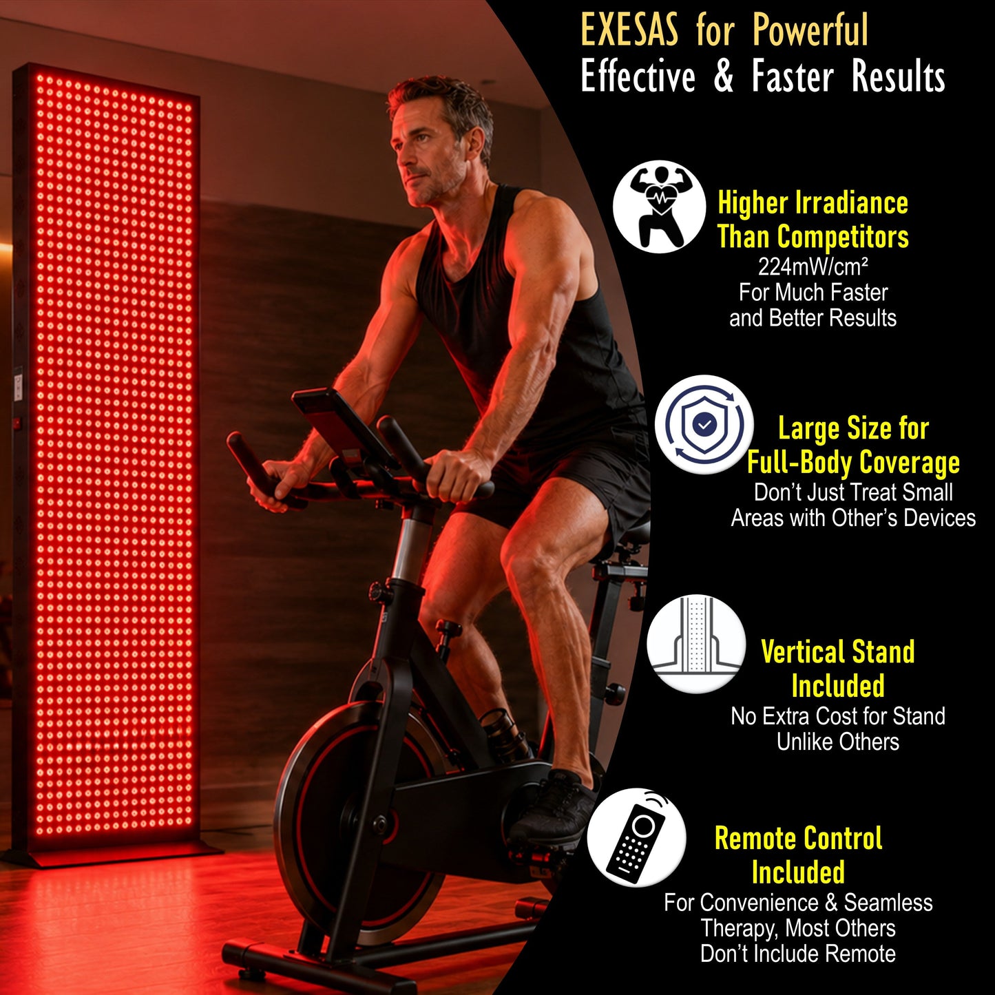 EXESAS   800 LED, 4000W Dual-Chip, Red Light Therapy Device for Full Body, 4-Wavelengths Infrared LED Panel for Skin, Weight, Pain, Wellness