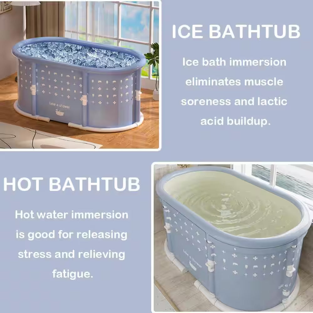 Portable Foldable Bath Tub for Adults No Installation Needed Large Separate Hot SPA Soaking Ice Bathtub Gray