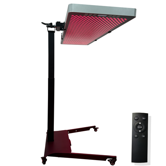 EXESAS Motorized Red Light Panel Stand | Auto Height | Horizontal/Vertical | 130 lb Capacity