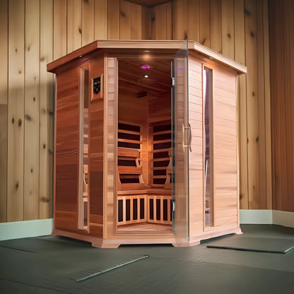 Sunray Saunas 4-Person Corner Infrared Sauna | Canadian Red Cedar | 110V