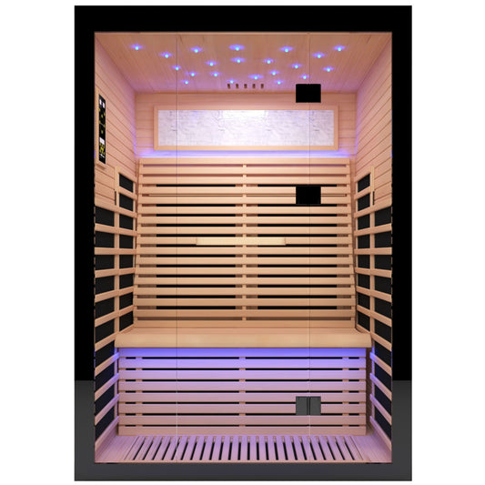 HouseOfZazla 2-Person FAR Infrared Sauna | Hemlock | 8 Epoxy Heaters | 2160W