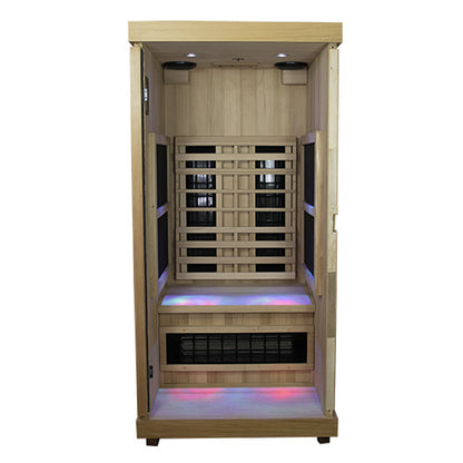 Finnmark FD-1 1-person infrared sauna, interior bench and heater panels