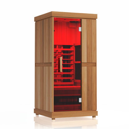 Finnmark FD-1 1-person infrared sauna, with red interior lighting