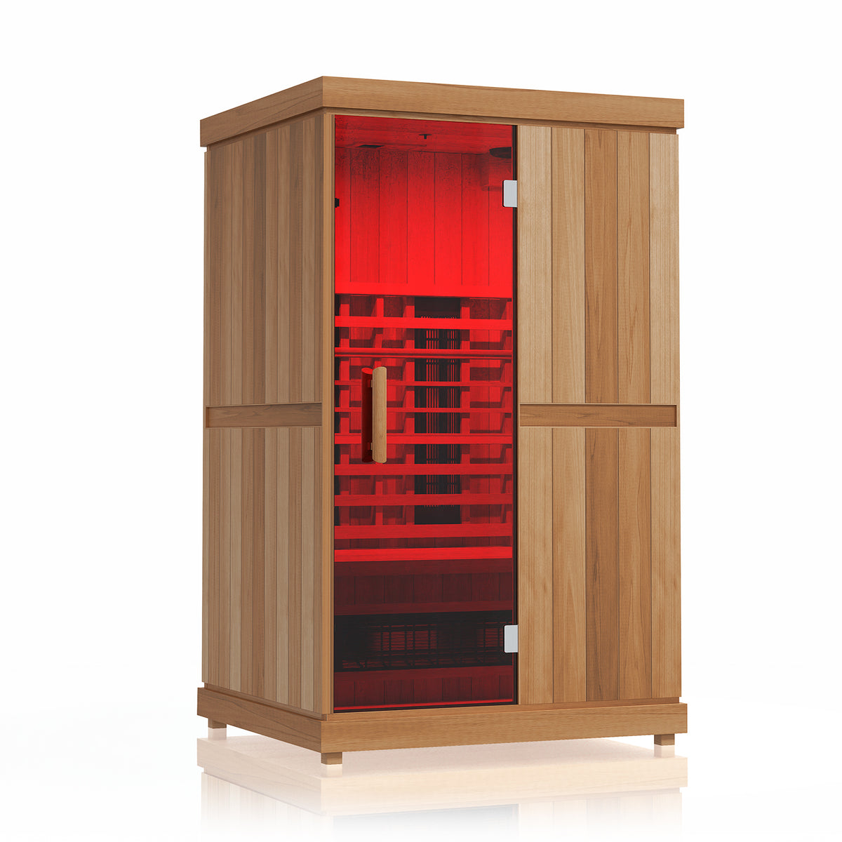 Finnmark FD-2 2-person infrared sauna, with red interior lighting