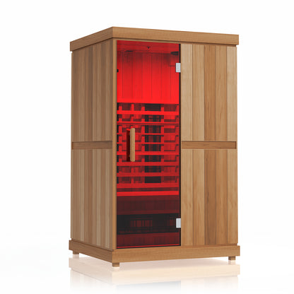 Finnmark FD-2 2-person infrared sauna, with red interior lighting