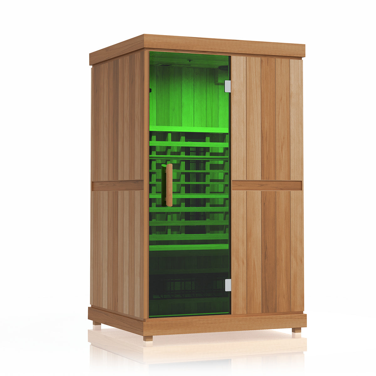Finnmark FD-2 2-person infrared sauna, with green interior lighting