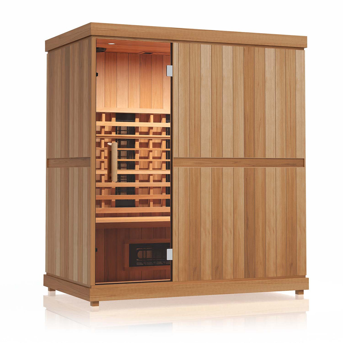 Finnmark FD-3 3-4 person infrared sauna, front angle view