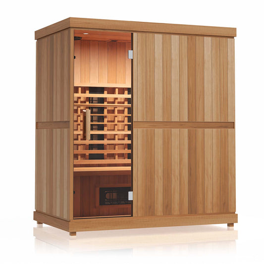 Finnmark FD-3 3-4 person infrared sauna, front angle view