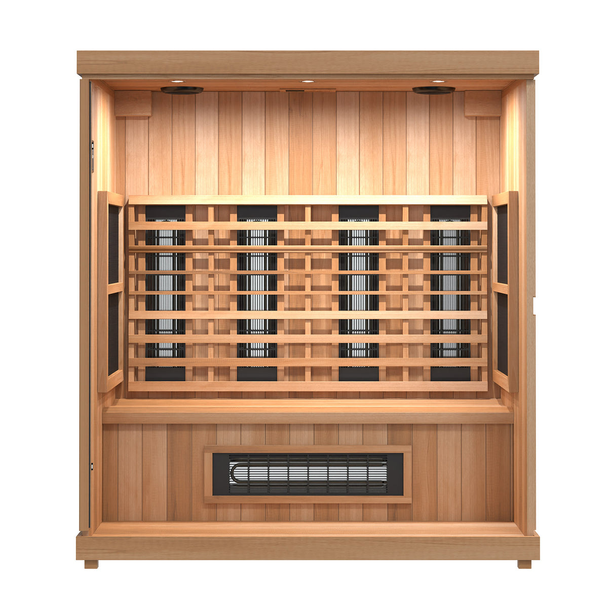 Finnmark FD-3 3-4 person infrared sauna, straight-on front view