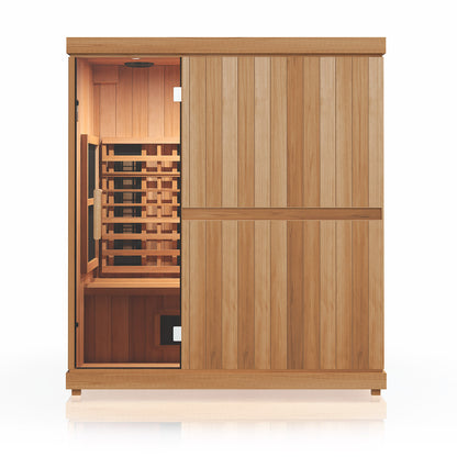 Finnmark FD-3 3-4 person infrared sauna, angled front view