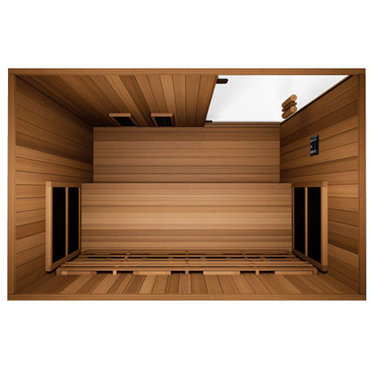 Finnmark FD-3 3-4 person infrared sauna, top-down view of interior