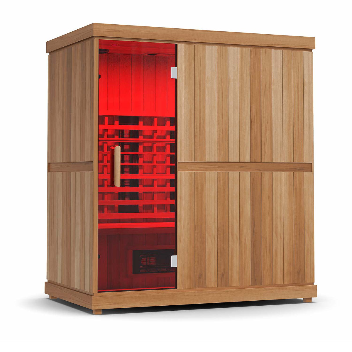 Finnmark FD-3 3-4 person infrared sauna, with red interior lighting