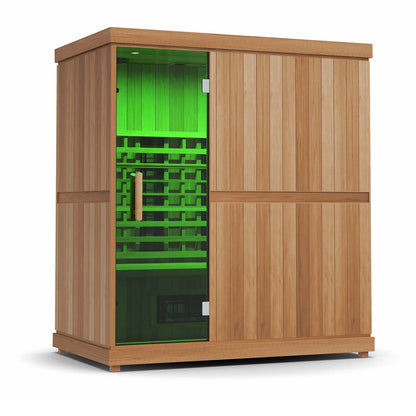 Finnmark FD-3 3-4 person infrared sauna, with green interior lighting