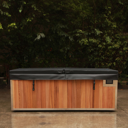 Finnmark SoulCold cold and hot plunge tub, with insulated vinyl cover on