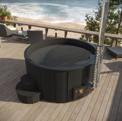 SaunaLife Model S4B wood-fired hot tub, black, view 3